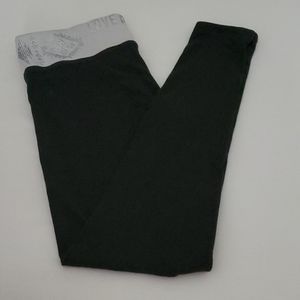 Pink yoga leggings black with white banded belt